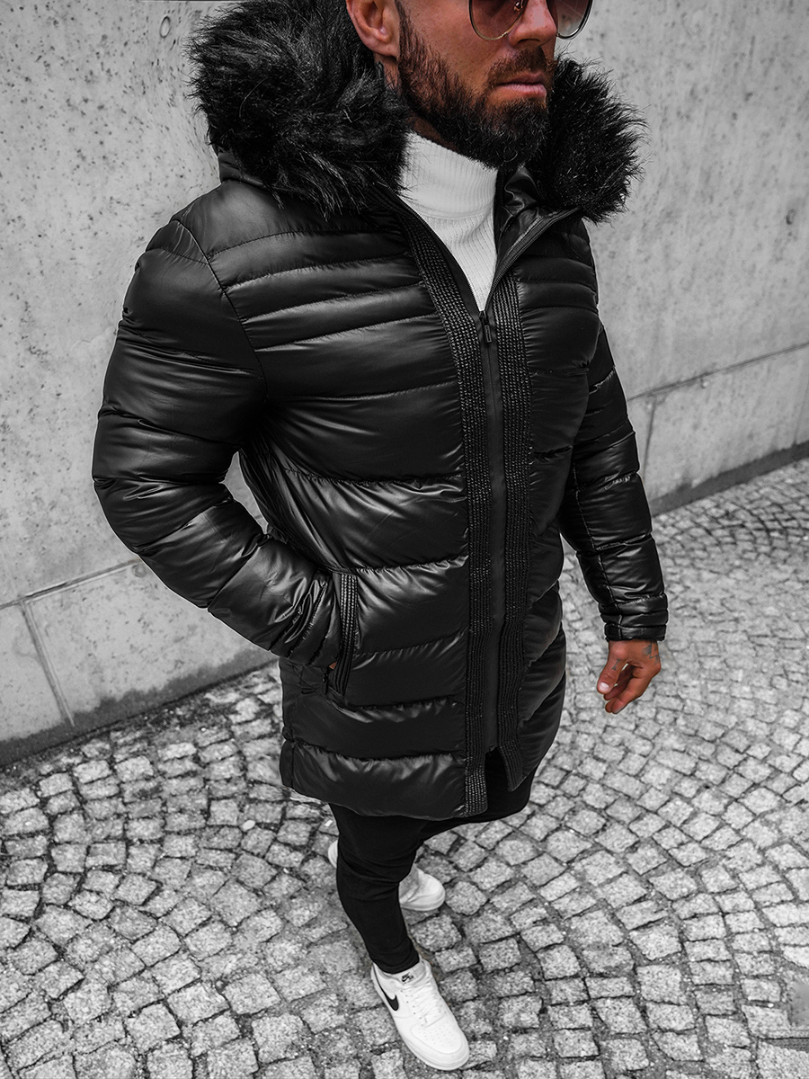 Herren Winterjacke Schwarz Ozonee O K Ozonee