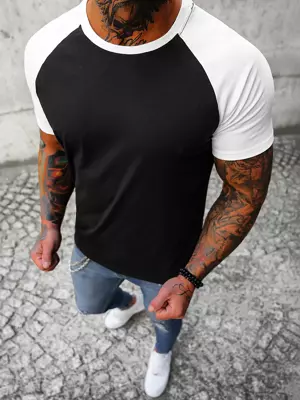 Herren T-Shirt Schwarz-Weiß OZONEE JS/8T82/9Z