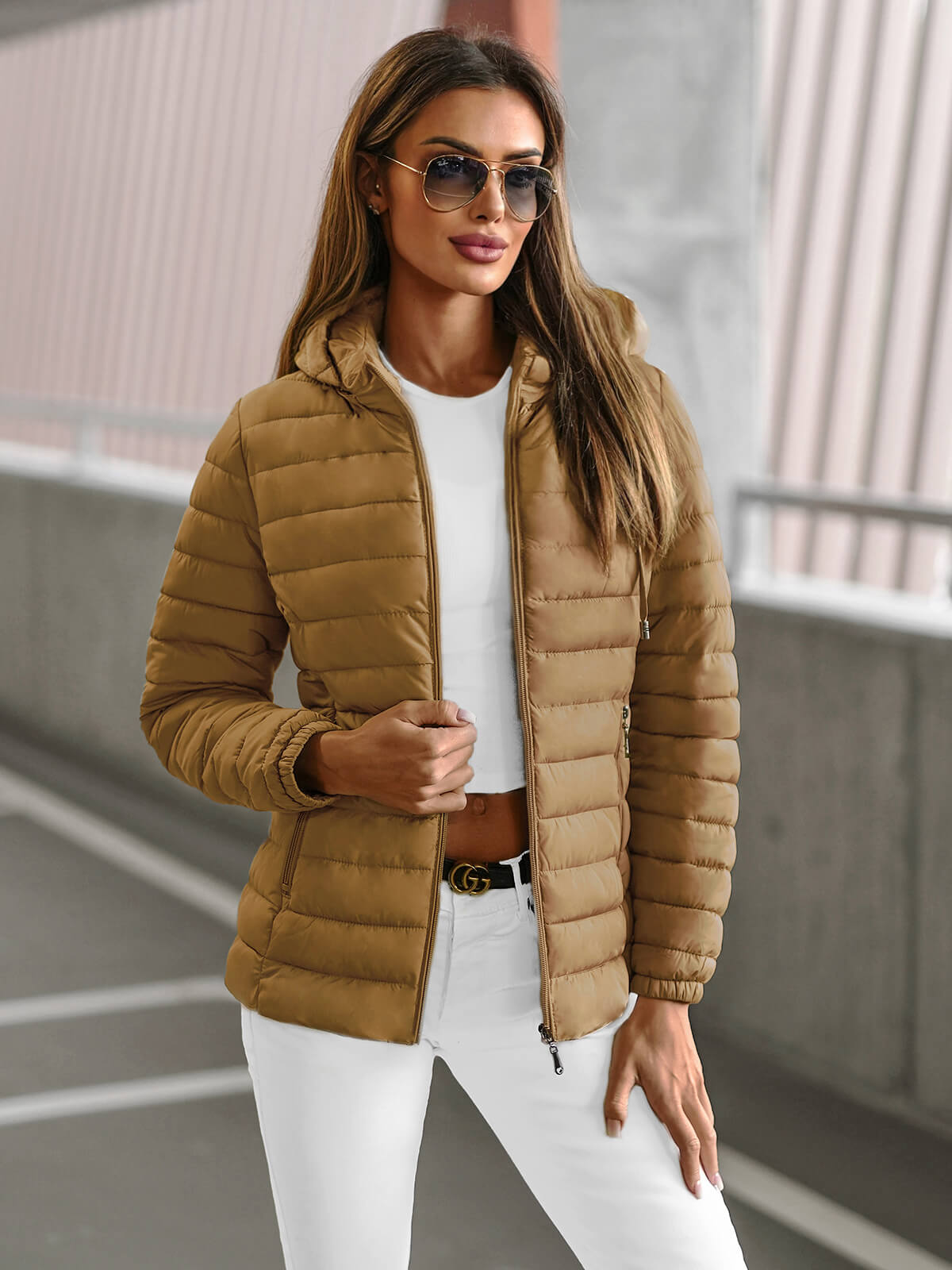 Ozonee Damen Jacke Dunkelbeige OZONEE JS/16M9103/84Z