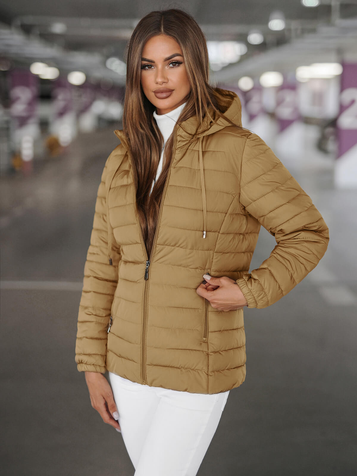 Ozonee Damen Jacke Dunkelbeige OZONEE JS/16M9103/84Z