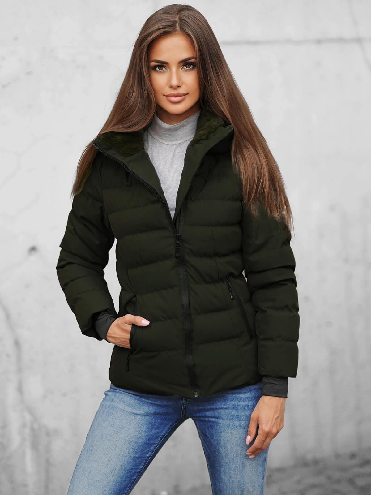 Ozonee Damen Jacke Dunkelgrün OZONEE JS/M769/136Z