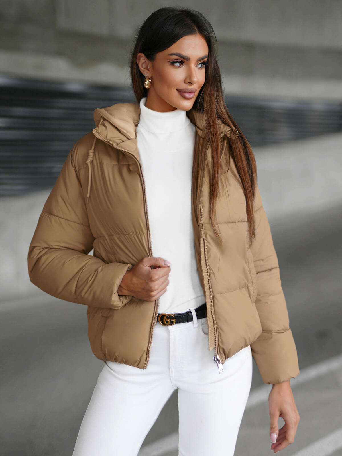 Ozonee Damen Jacke Hellbeige OZONEE JS/16M9187/158Z