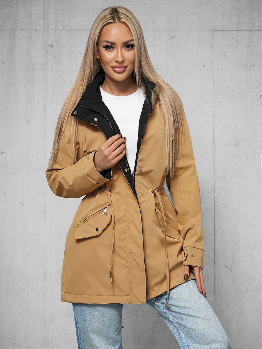 Ozonee Damen Jacke Zweiseitige Camel OZONEE JS/16M9081/84