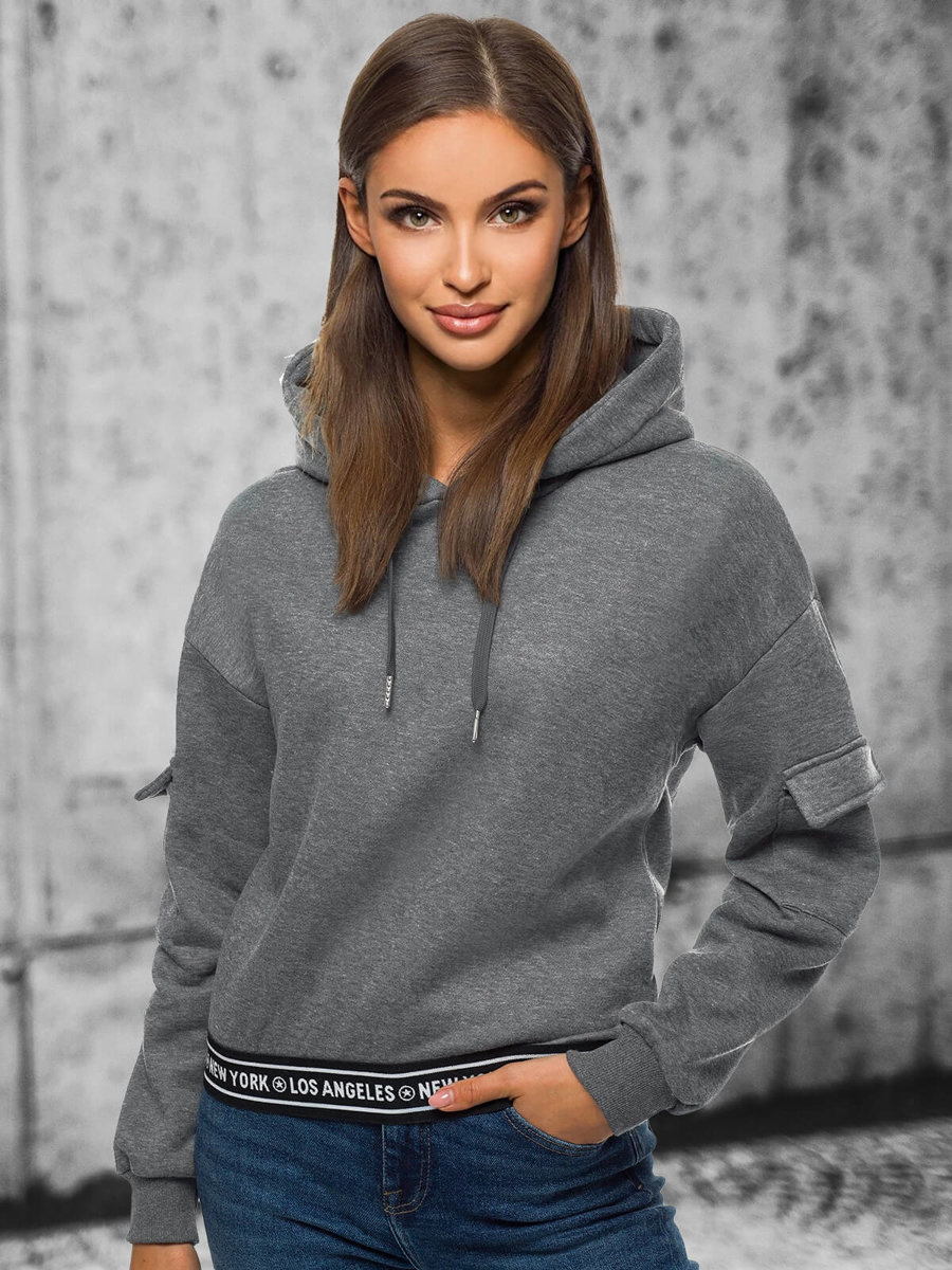 Ozonee Damen Kapuzenpullover Anthrazit OZONEE JS/B26030