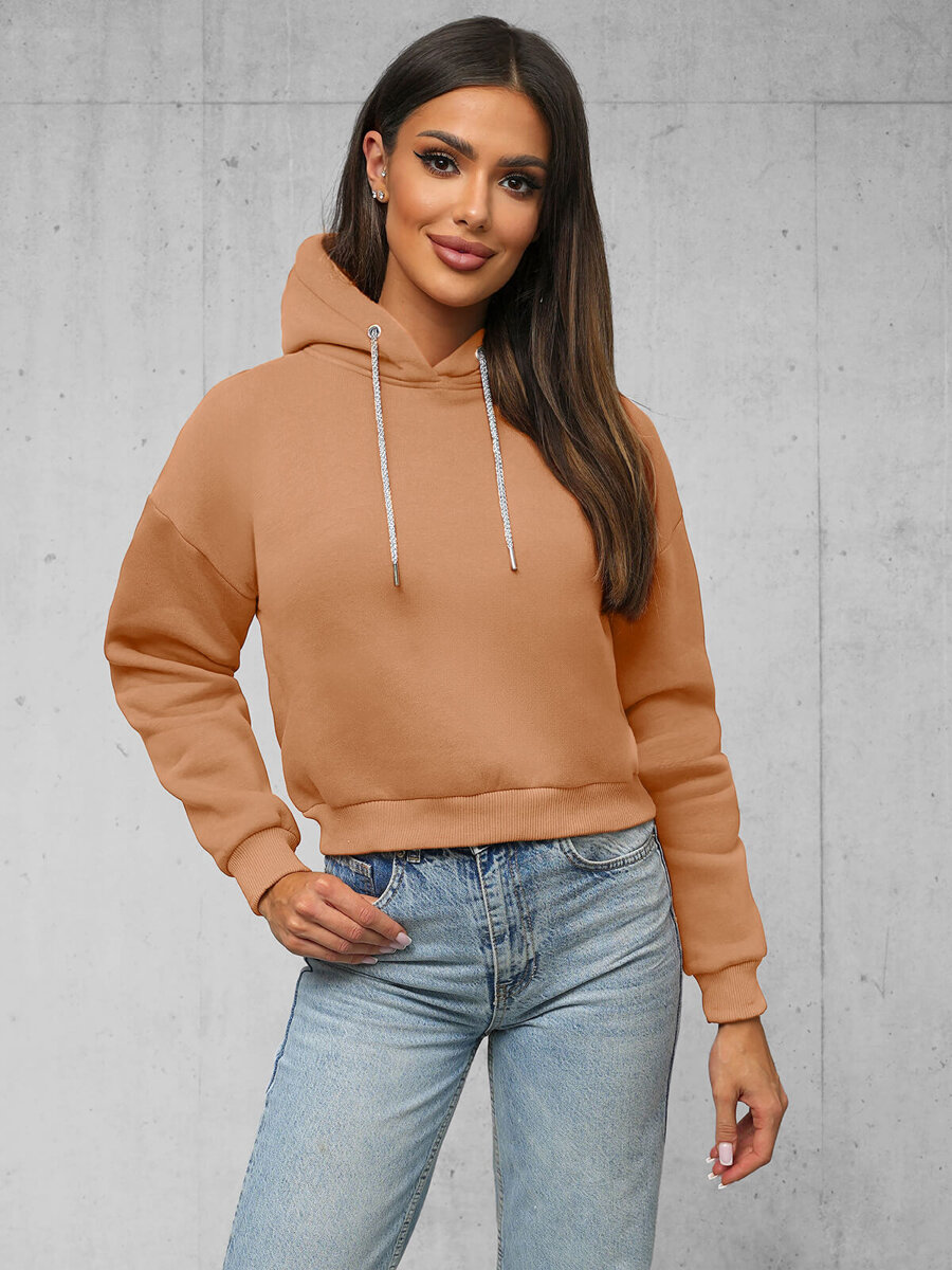 Ozonee Damen Kapuzenpullover dunkelbeige OZONEE O/12102