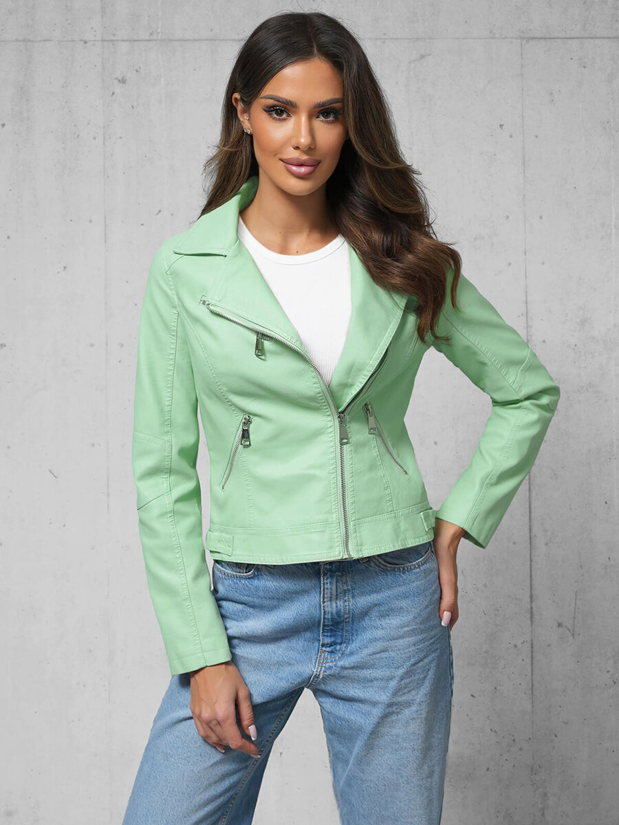 Ozonee Damen Lederjacke Mintgrün OZONEE O/G88