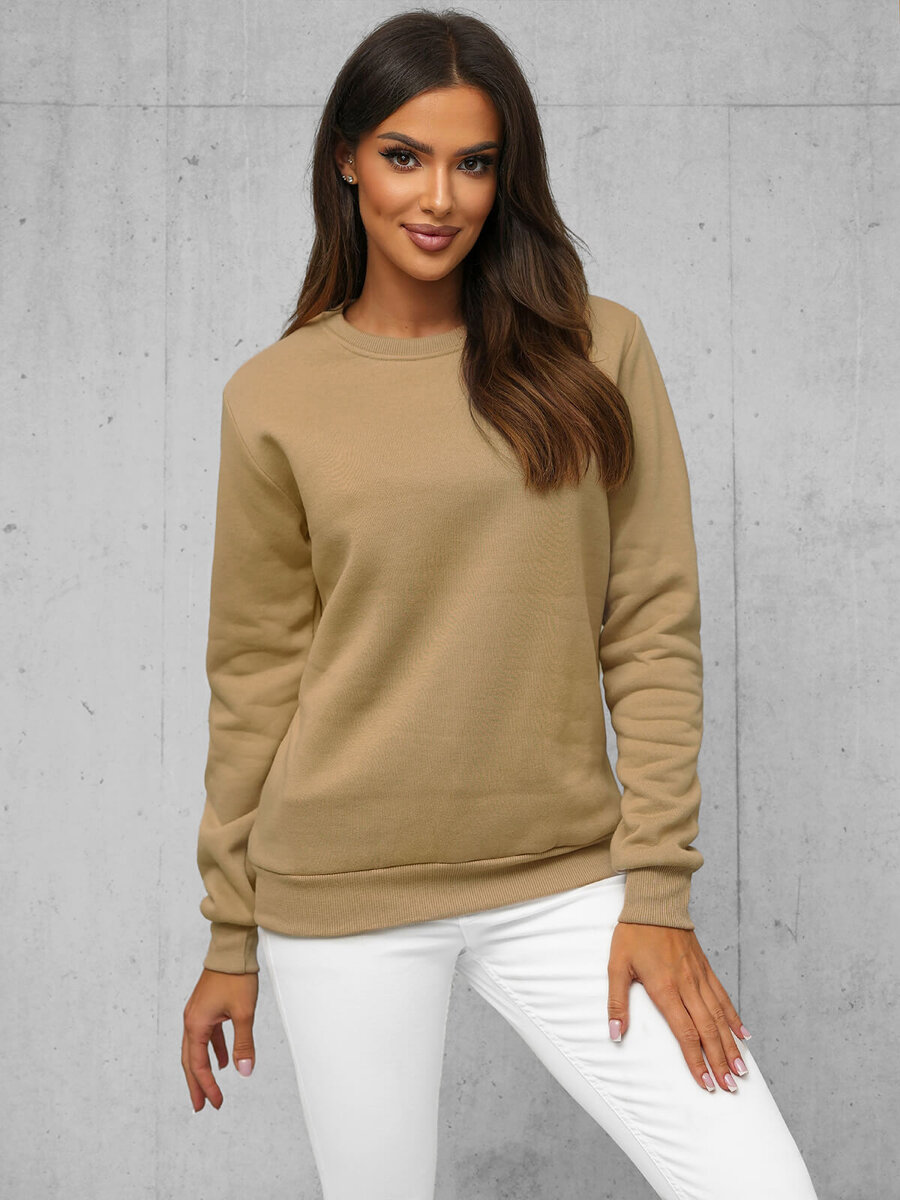 Ozonee Damen Sweatshirt Beige OZONEE JS/W01/6Z