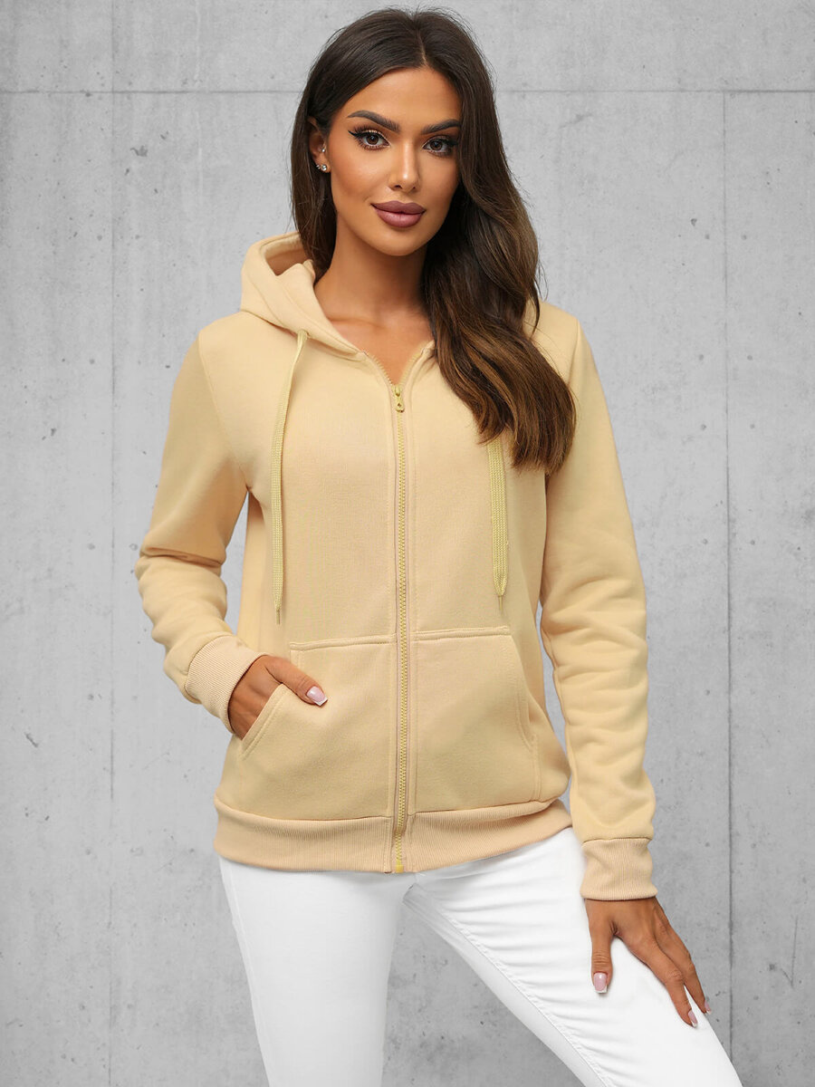 Ozonee Damen Sweatshirt Hellbeige OZONEE JS/W03/159Z