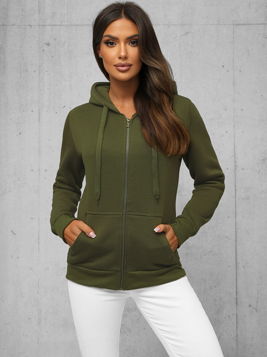 Ozonee Damen Sweatshirt Khaki OZONEE JS/W03Z