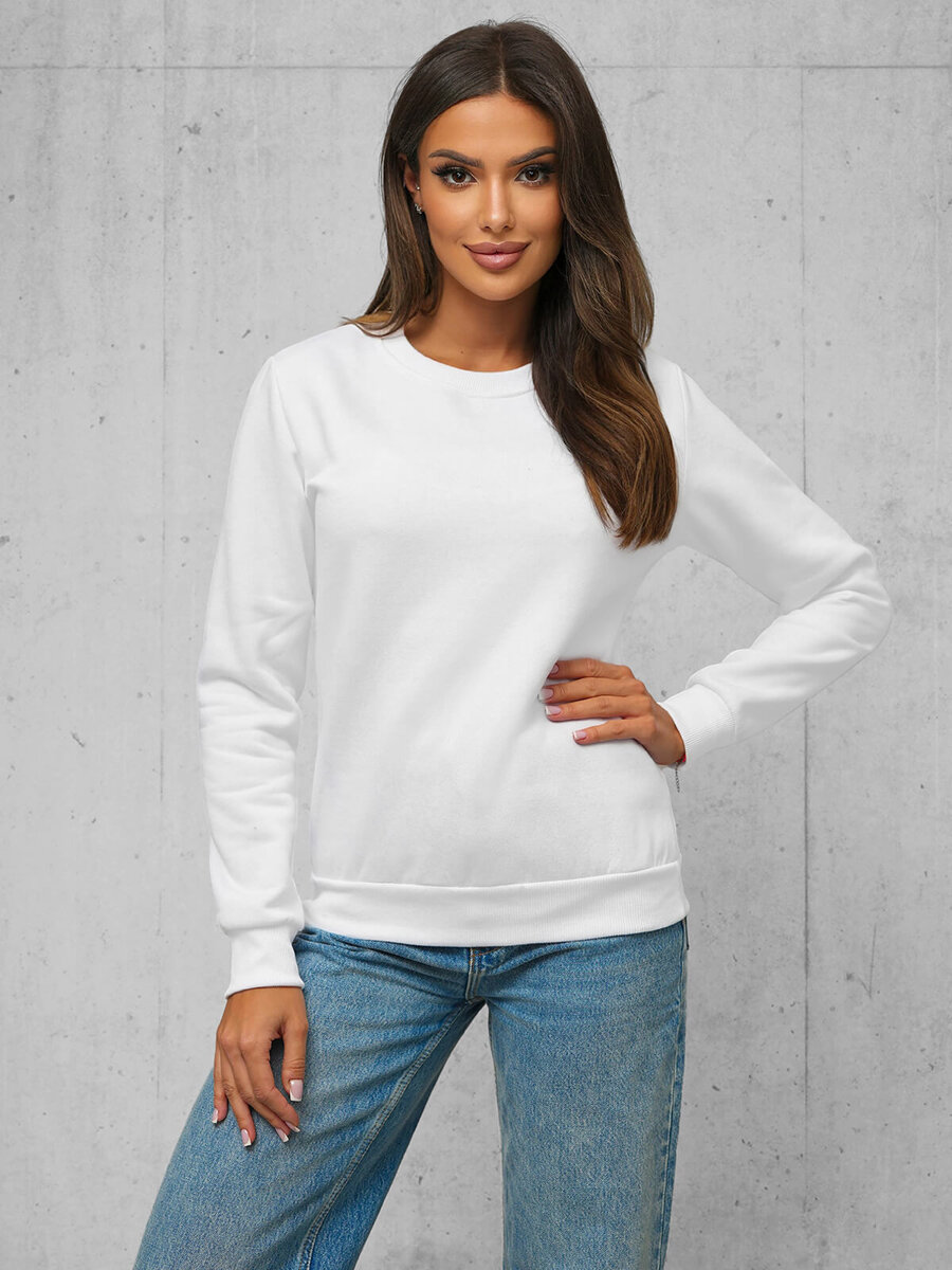 Ozonee Damen Sweatshirt Weiß OZONEE JS/W01Z