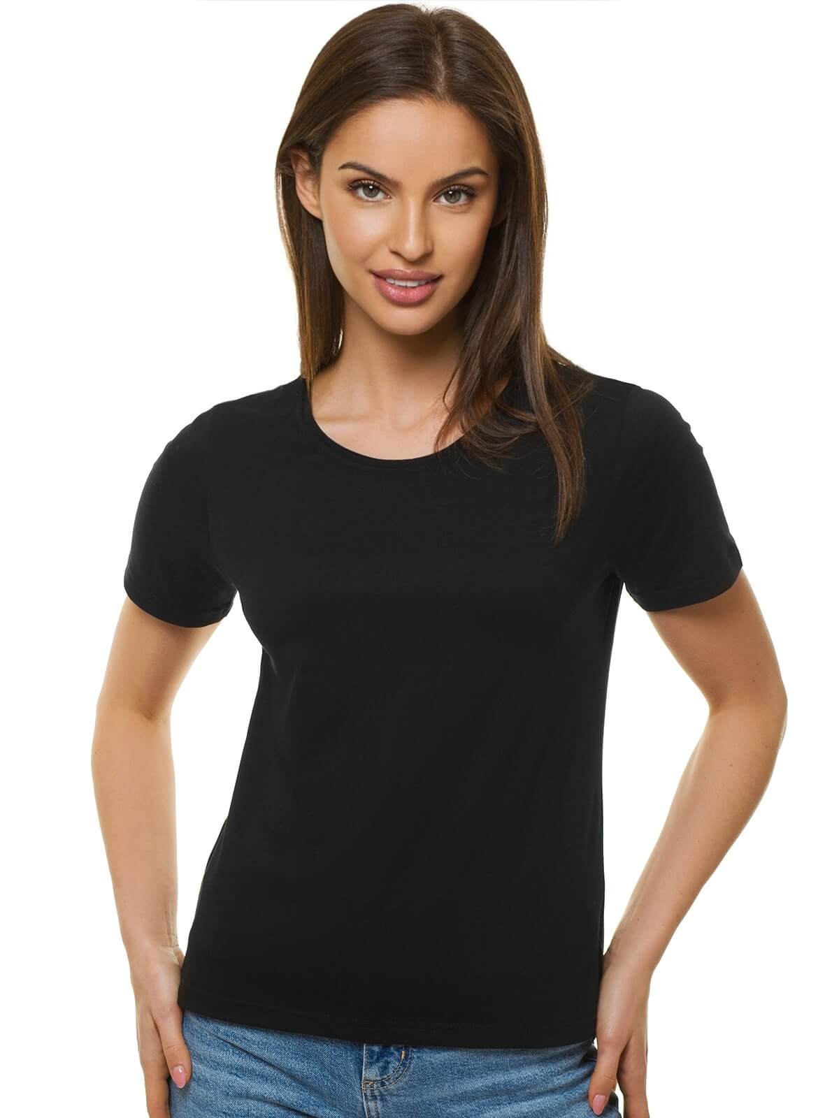 Ozonee Damen T-shirt Schwarz OZONEE JS/SD211/3