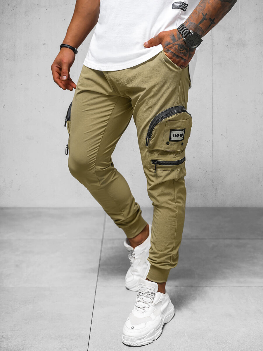 Ozonee Herren Chino Hose Dunkelbeige OZONEE O/PS5501