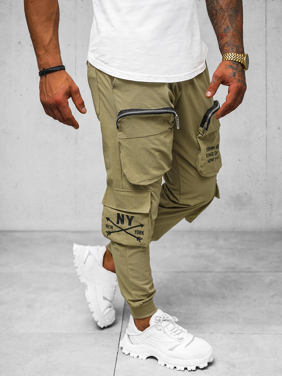 Ozonee Herren Chino Hose Dunkelbeige OZONEE O/PS5513