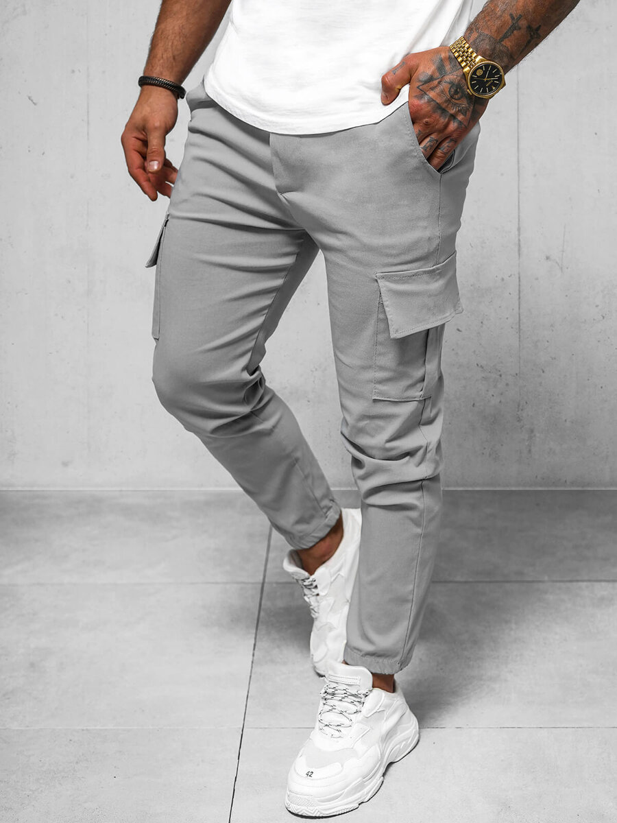 Ozonee Herren Chino Hose Grau OZONEE O/1404SP