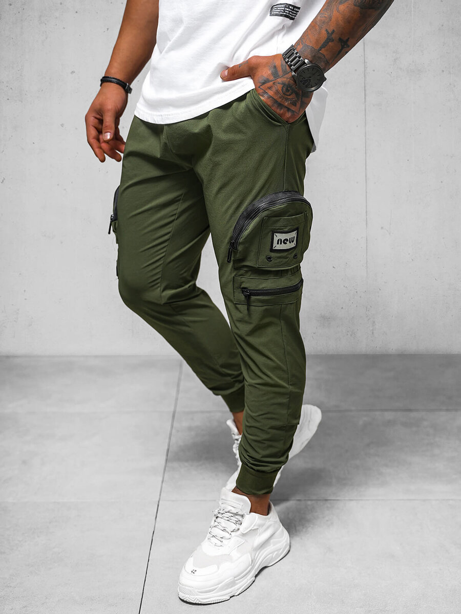 Ozonee Herren Chino Hose Khaki OZONEE O/PS5501