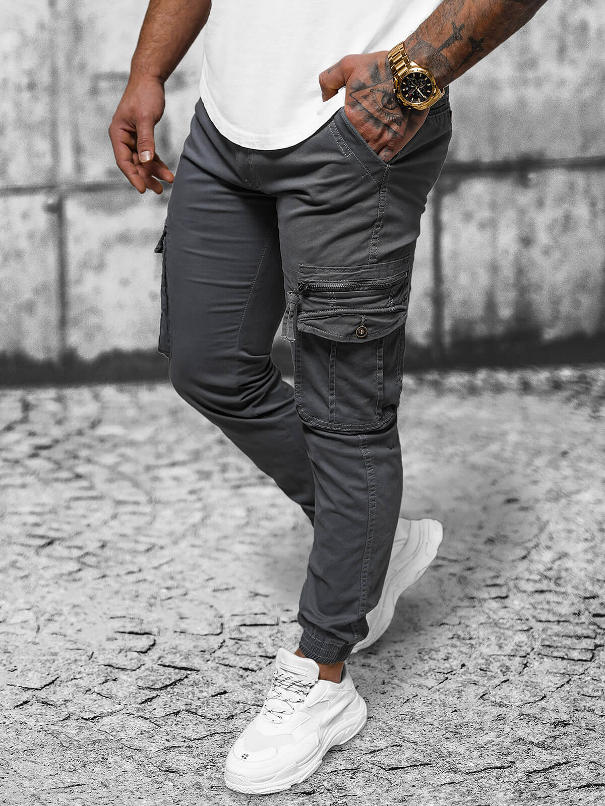 Ozonee Herren Chino Jogger Anthrazit OZONEE NB/MP0201GS