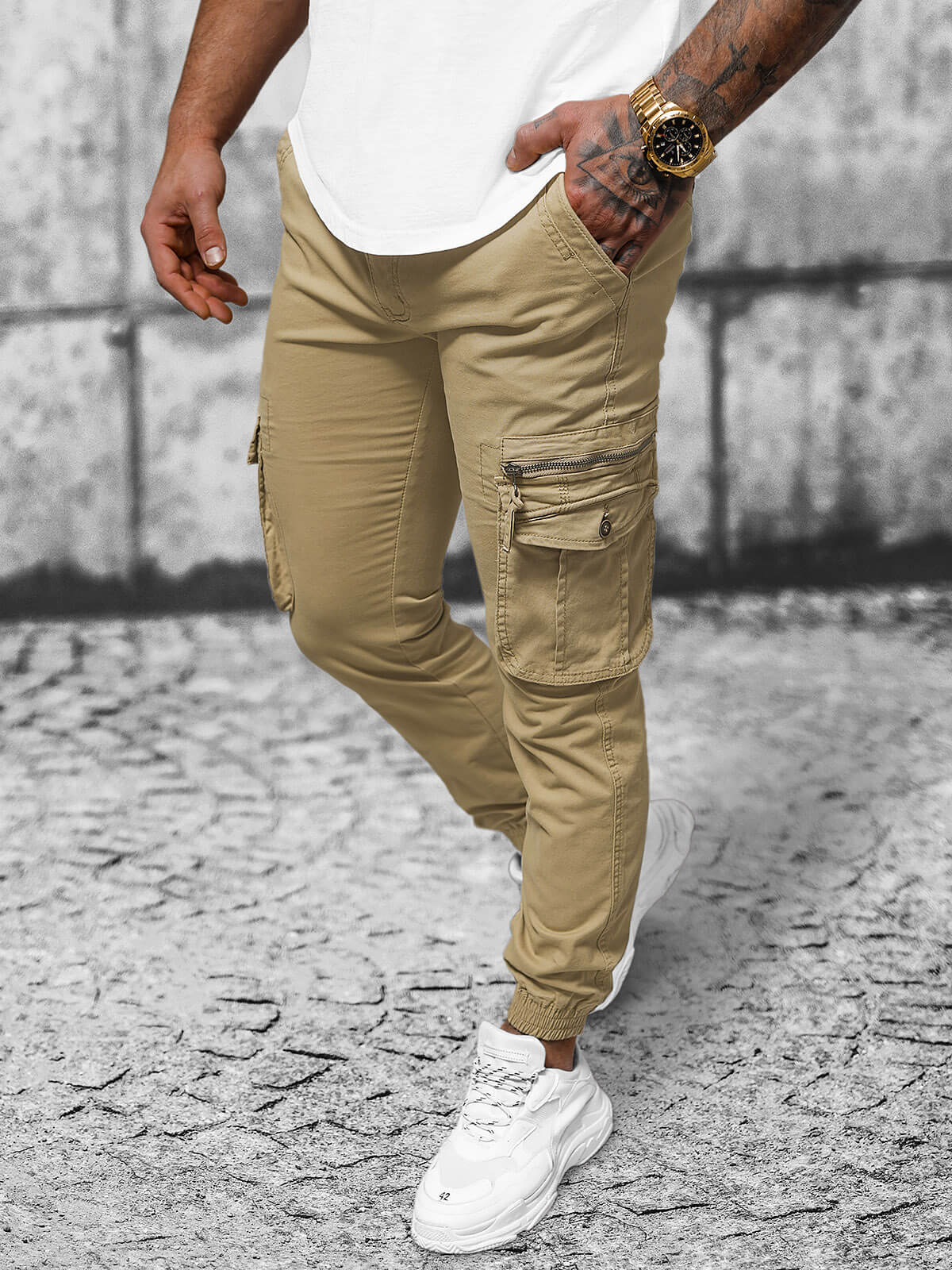 Ozonee Herren Chino Jogger Beige OZONEE NB/MP0201K