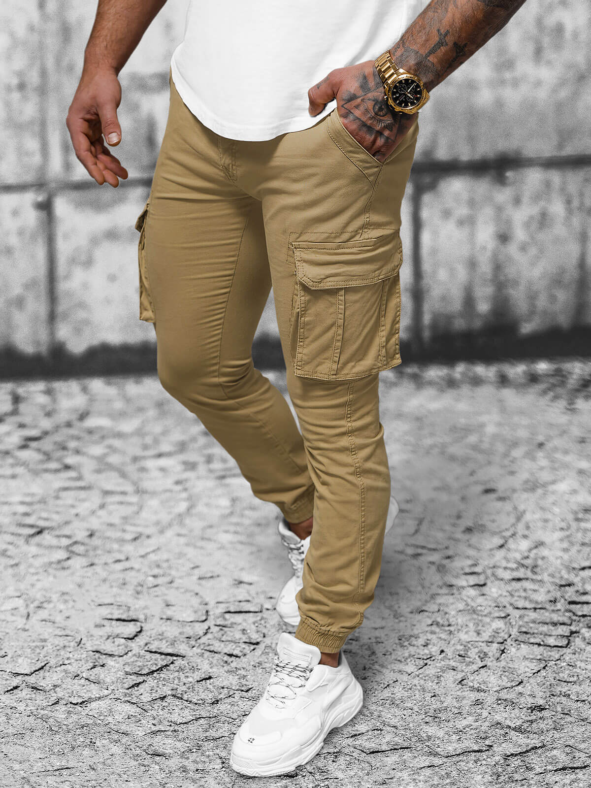 Ozonee Herren Chino Jogger Beige OZONEE NB/MP0202K