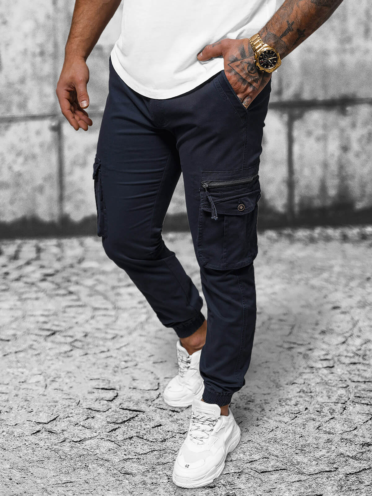 Ozonee Herren Chino Jogger Dunkelblau OZONEE NB/MP0201BS