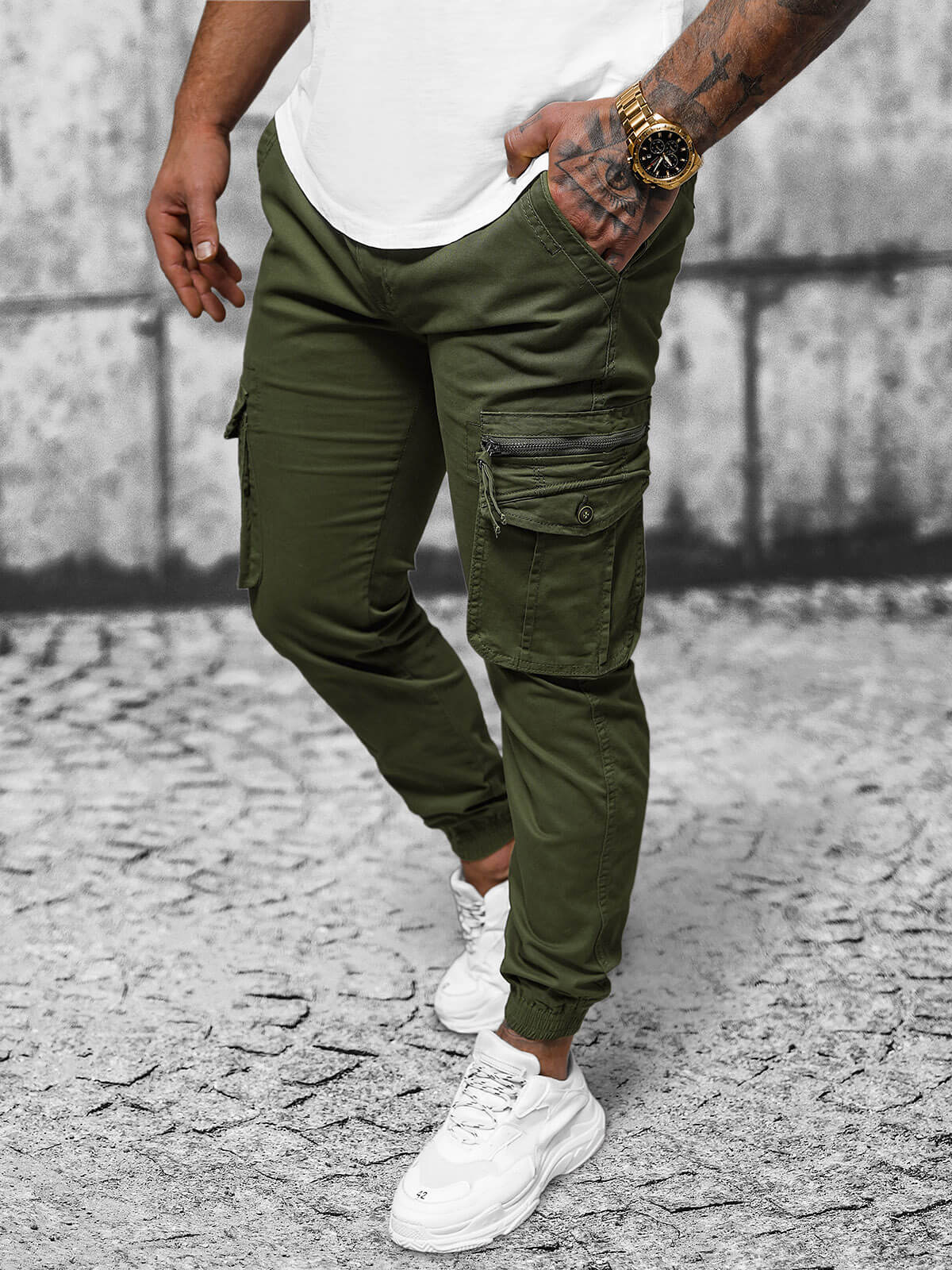 Ozonee Herren Chino Jogger Grün OZONEE NB/MP0201MV