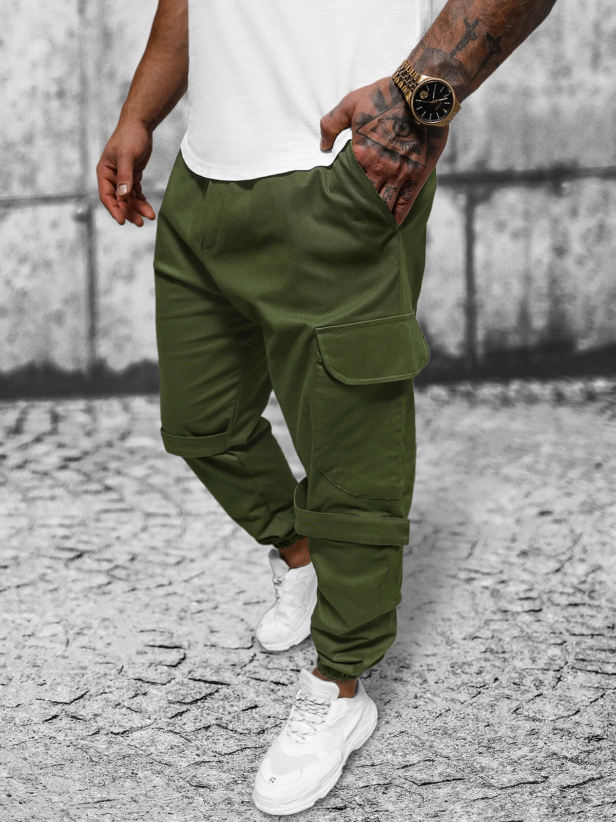 Ozonee Herren Chino Jogger Khaki OZONEE O/G3014