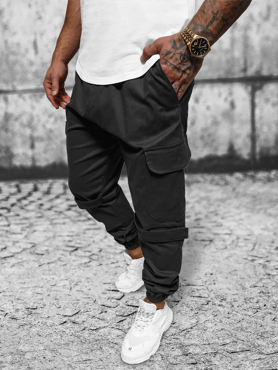 Ozonee Herren Chino Jogger Schwarz OZONEE O/G3014