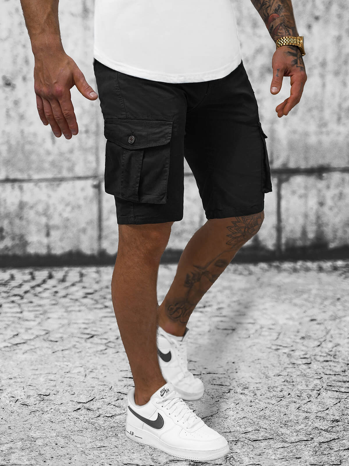 Ozonee Herren Chino Shorts Schwarz OZONEE T/BB70011/1Z