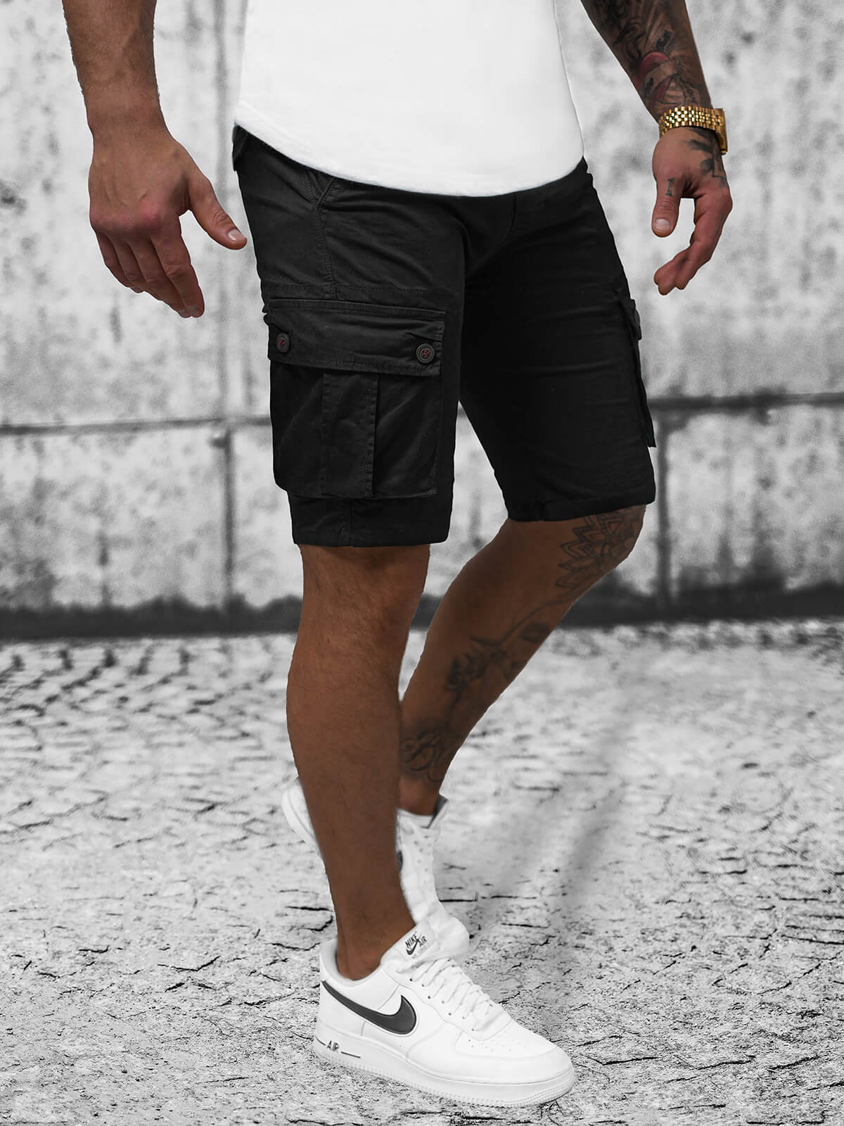 Ozonee Herren Chino Shorts Schwarz OZONEE T/BB70012/1Z