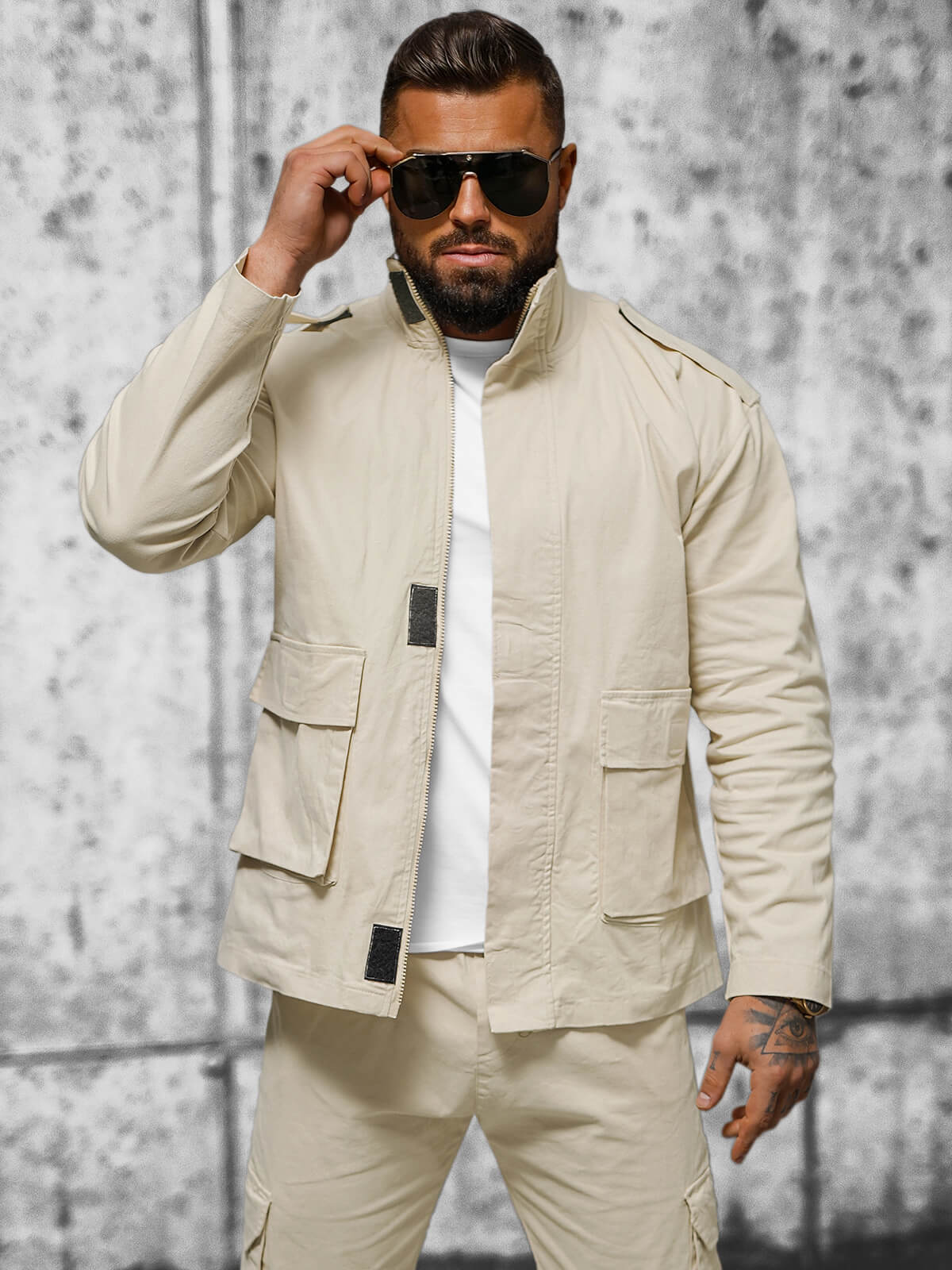 Ozonee Herren Jacke Beige OZONEE O/G3035