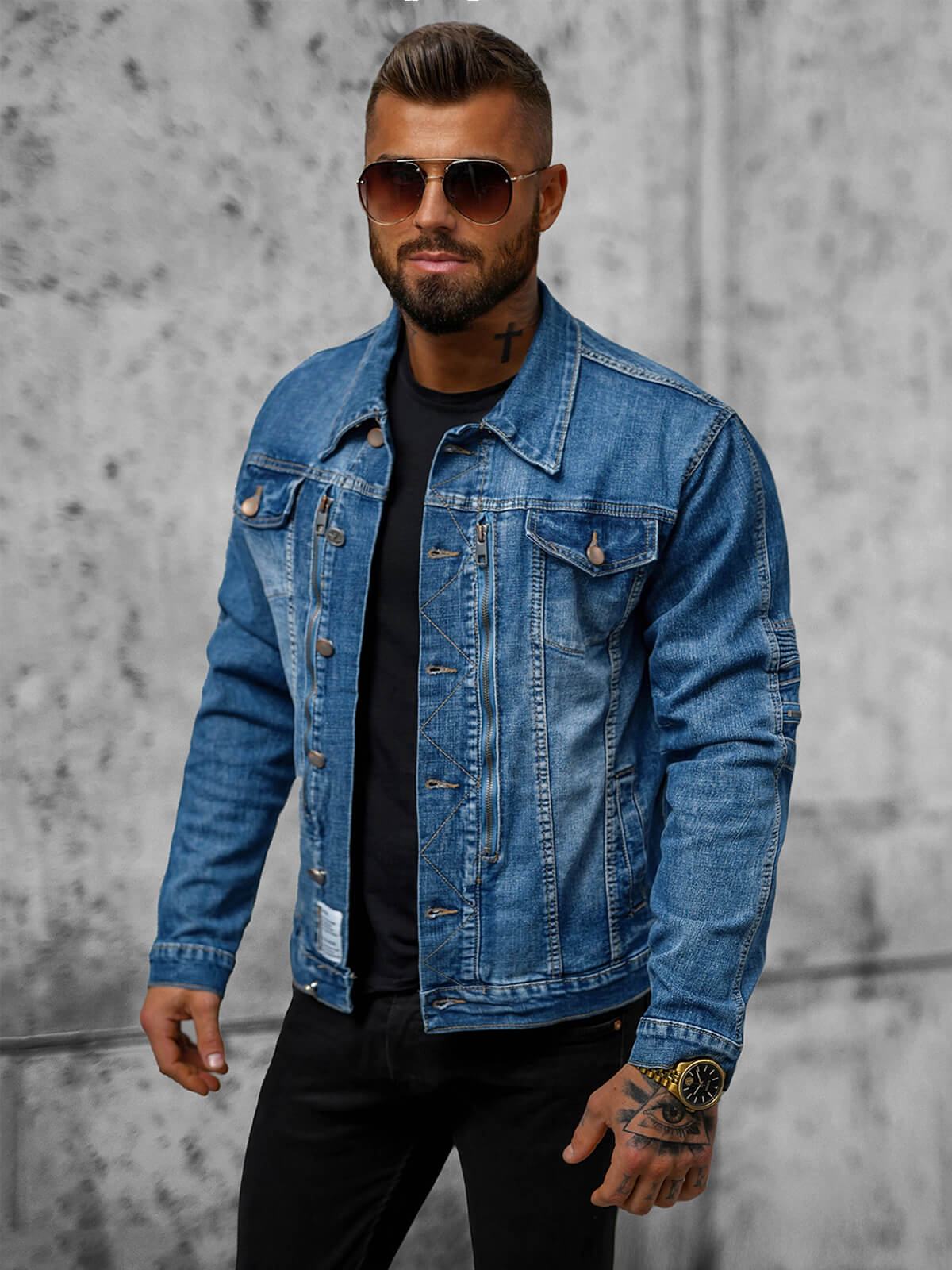 Ozonee Herren Jeansjacke Blau OZONEE NB/MJ508BZ