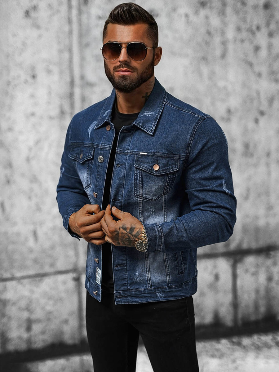 Ozonee Herren Jeansjacke Dunkelblau OZONEE NB/MJ525BS