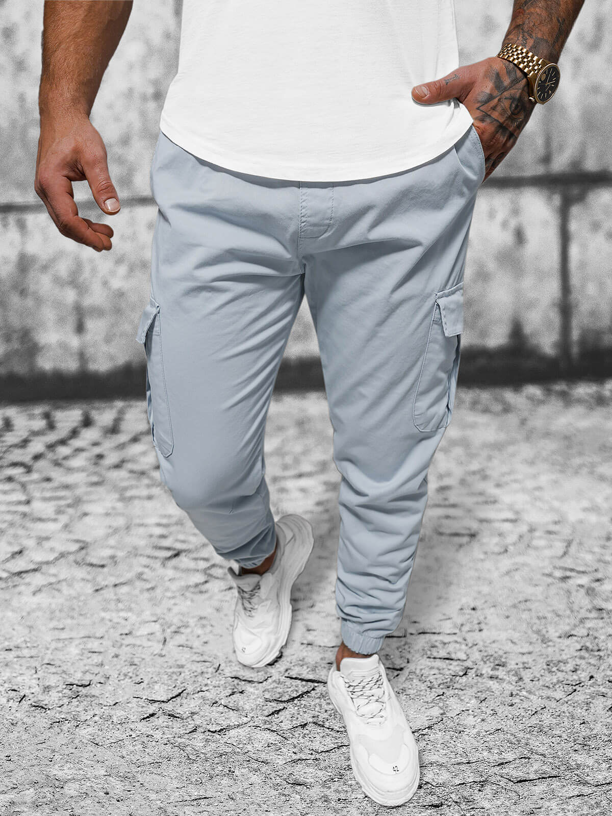 Herren Jogger Hose Weiß OZONEE O/PAN23023