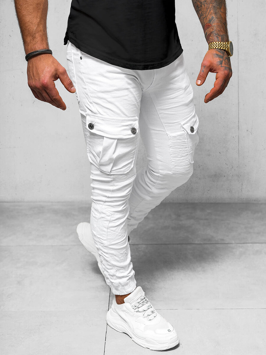 Herren Jogger Hose Weiß OZONEE O/PAN23023