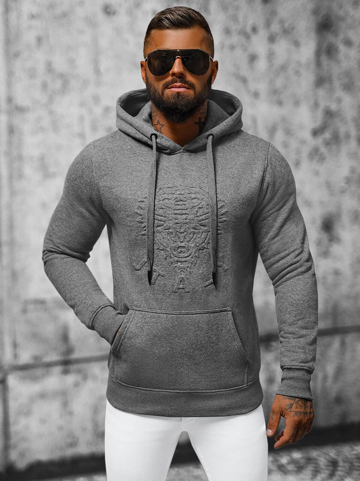 Ozonee Herren Kapuzenpullover Anthrazit OZONEE NB/MF2012