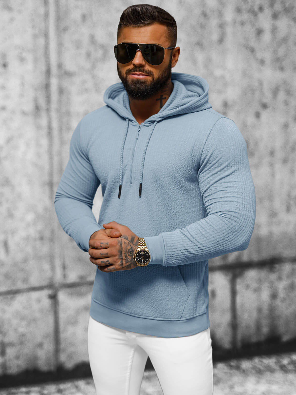 Ozonee Herren Kapuzenpullover Blau OZONEE O/TB2273