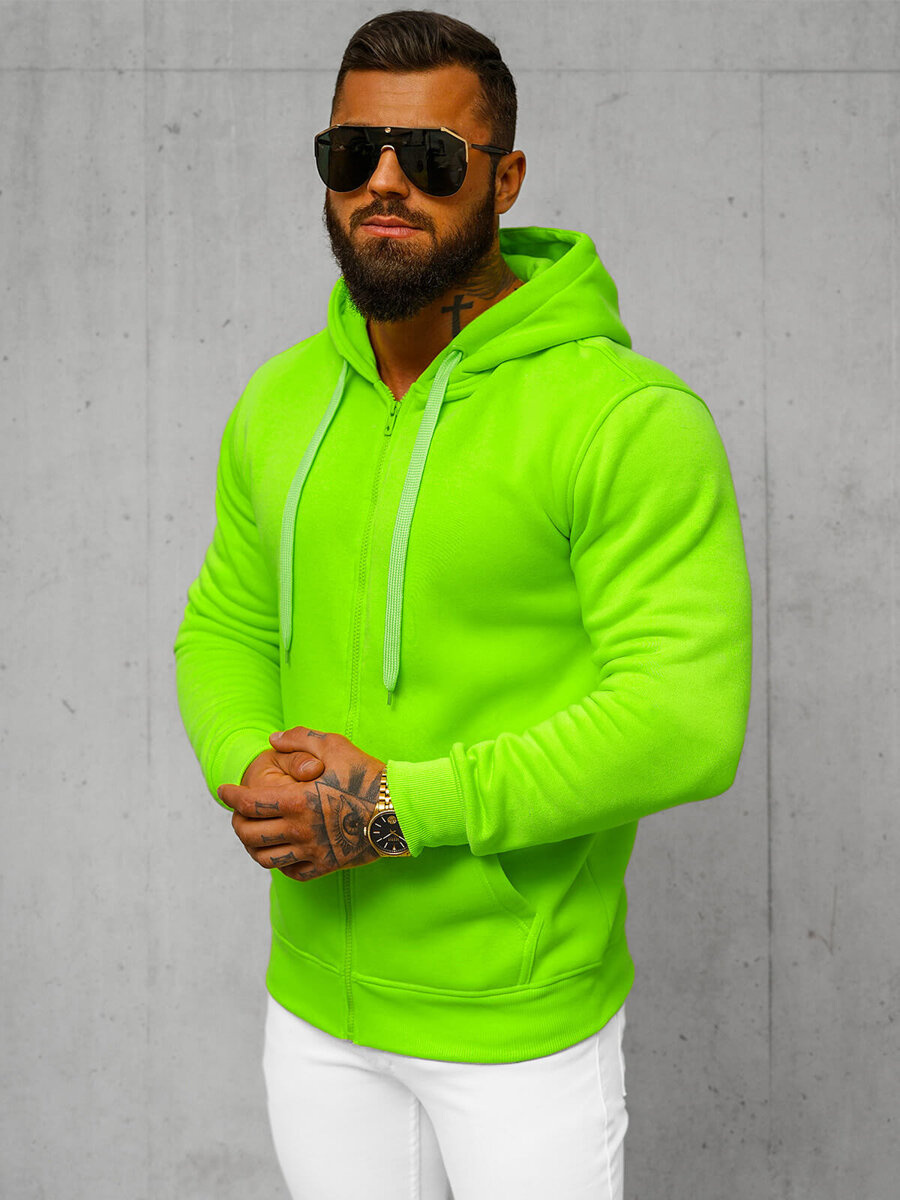 Ozonee Herren Kapuzenpullover Grün-Neon OZONEE JS/2008Z