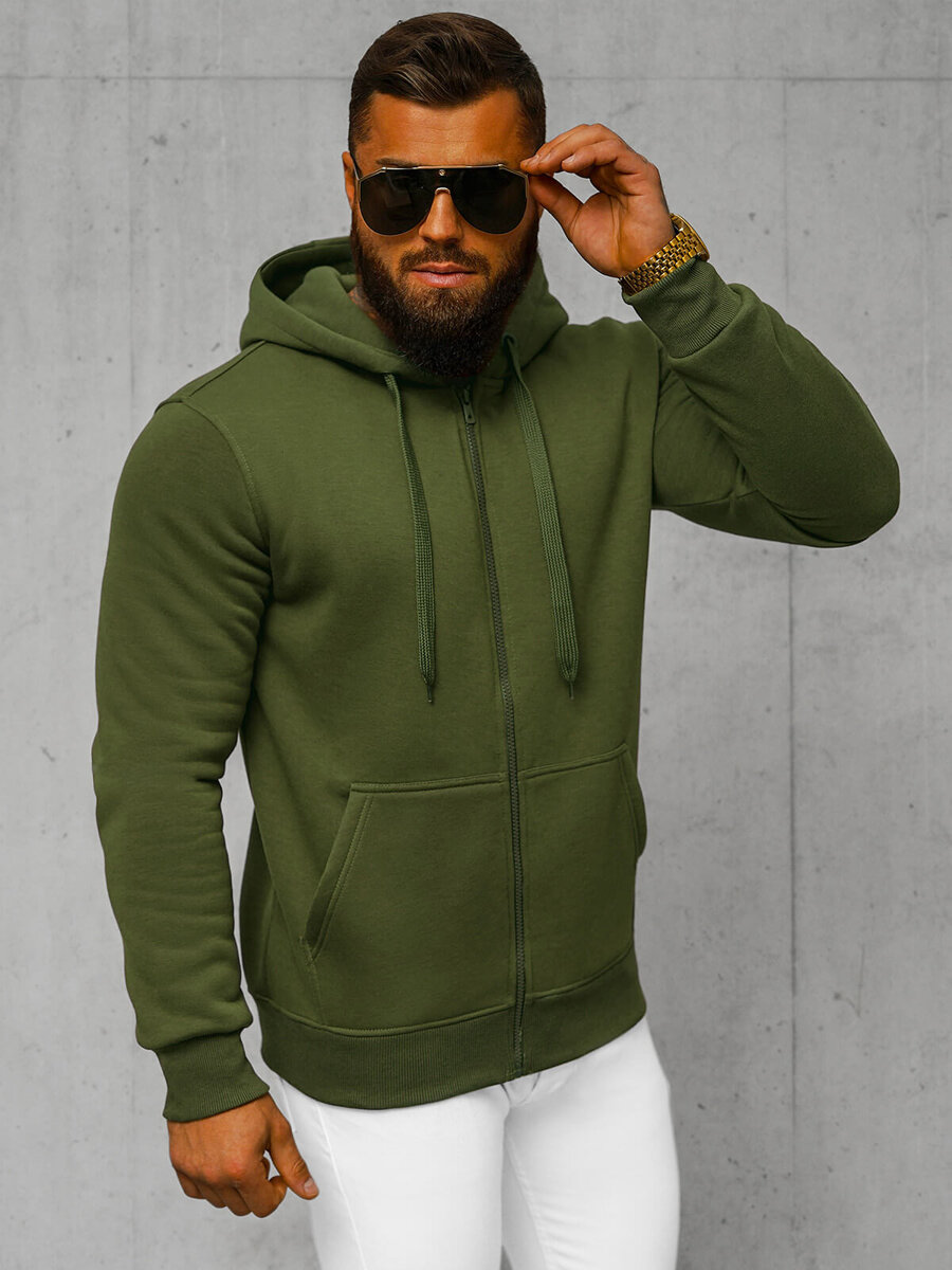 Ozonee Herren Kapuzenpullover Khaki OZONEE JS/2008Z