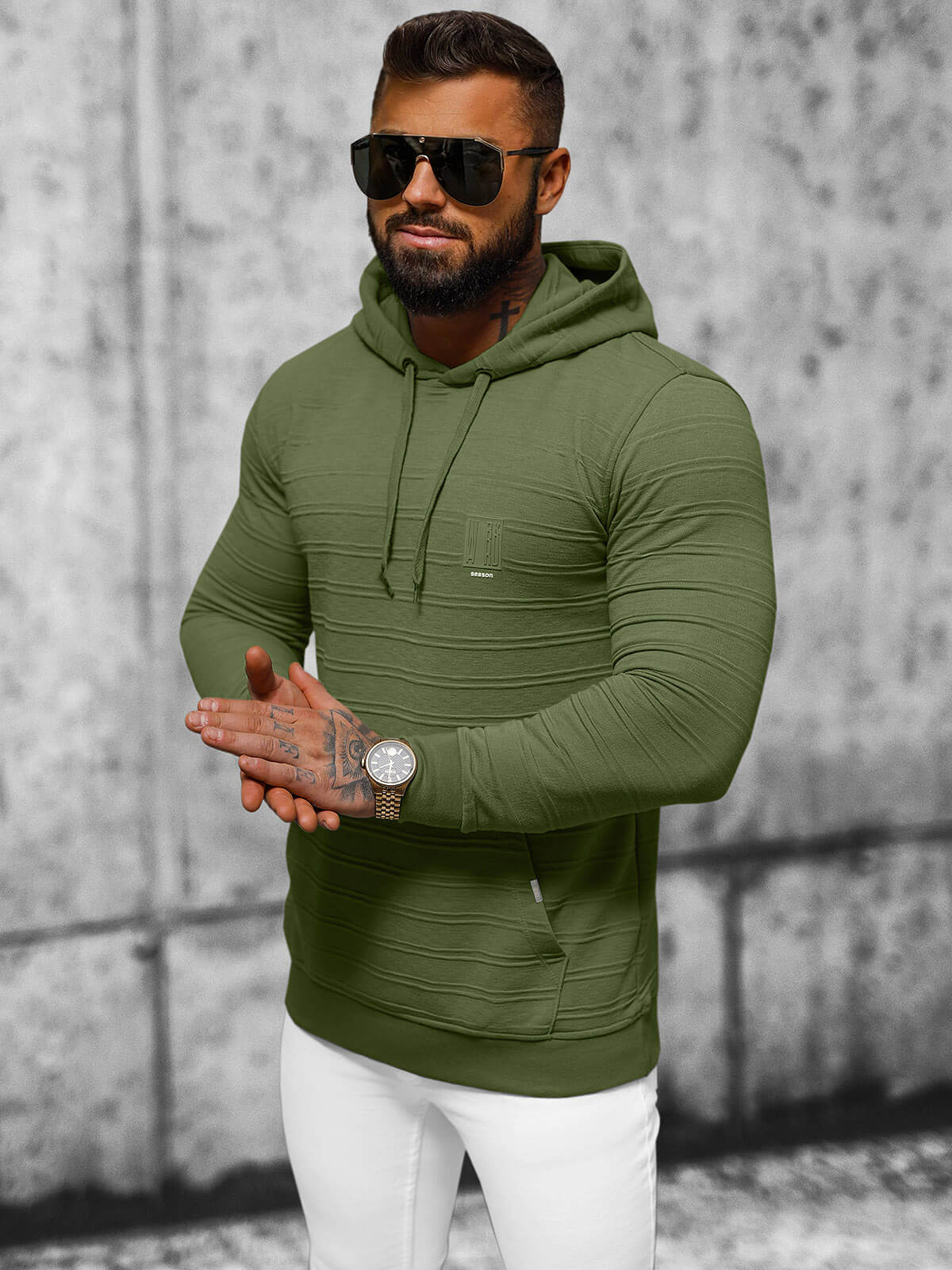 Ozonee Herren Kapuzenpullover Khaki OZONEE O/TB2272