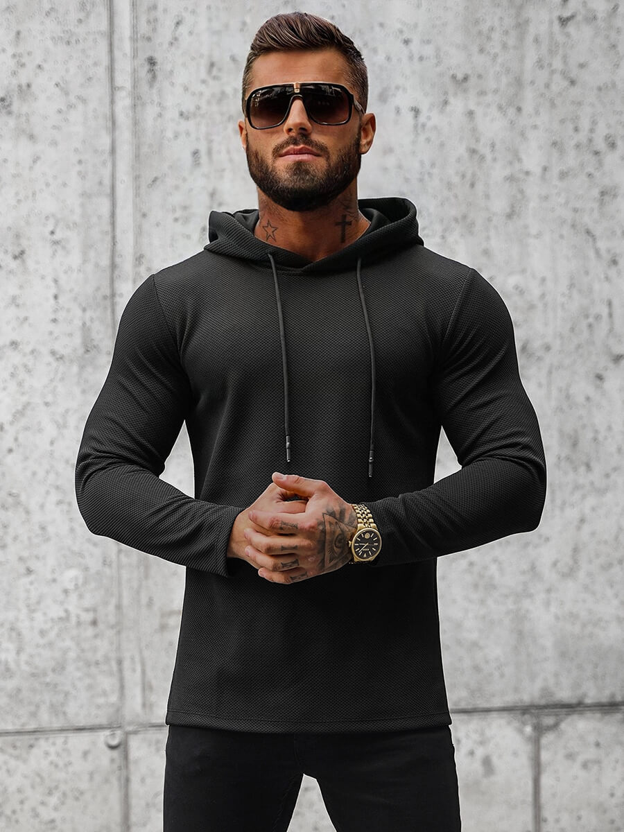 Ozonee Herren Kapuzenpullover Schwarz OZONEE O/D7249