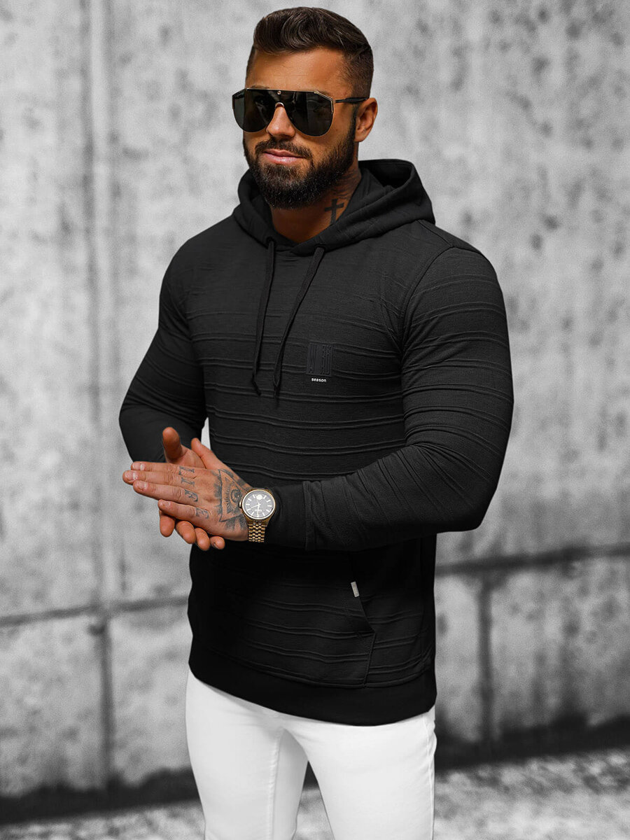 Ozonee Herren Kapuzenpullover Schwarz OZONEE O/TB2272