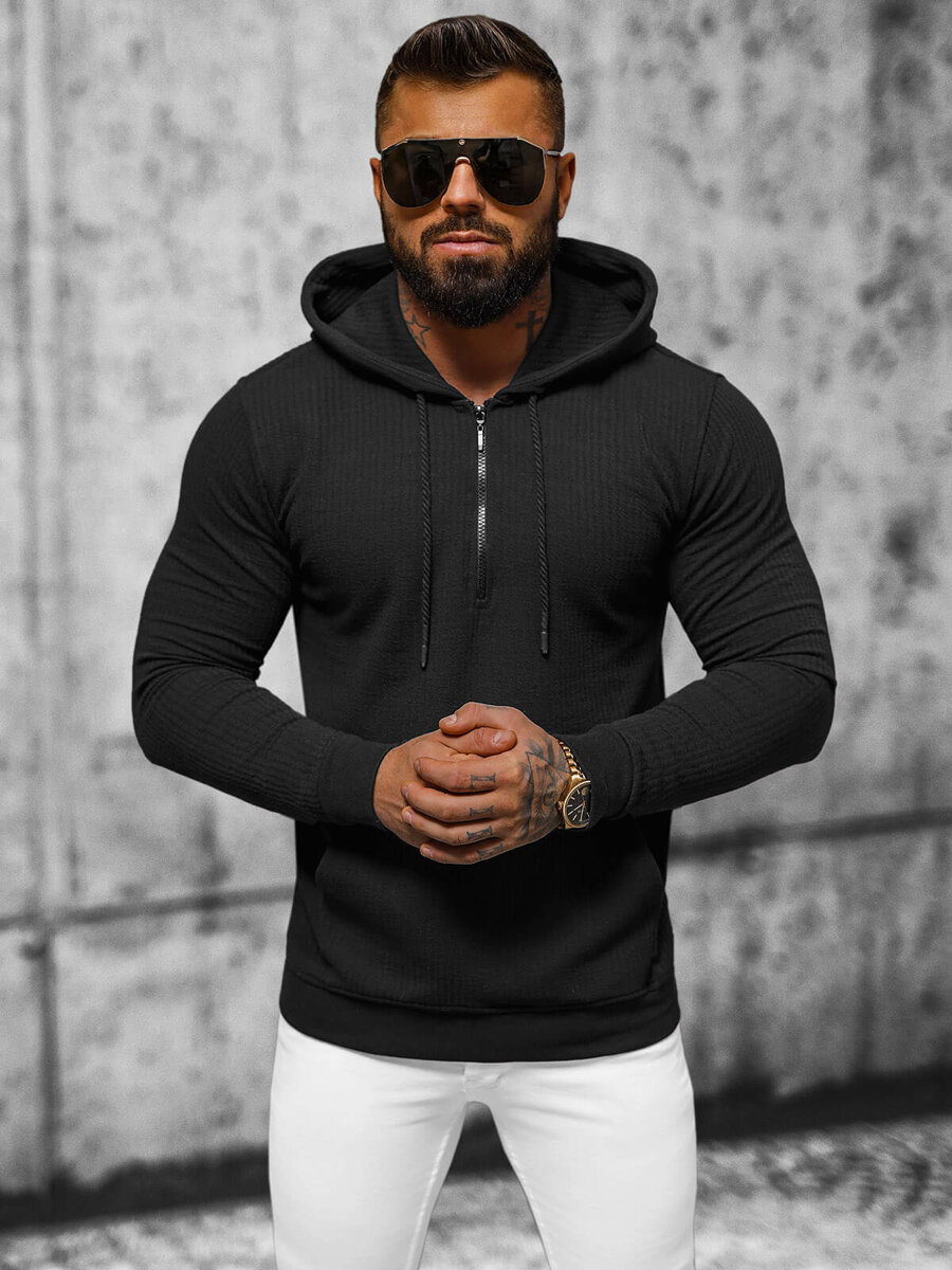 Ozonee Herren Kapuzenpullover Schwarz OZONEE O/TB2273