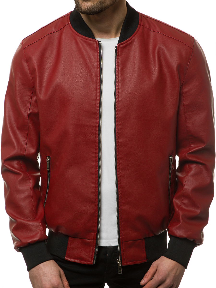 Herren Lederjacke Weinrot Ozonee Jb Jp1147 Ozonee