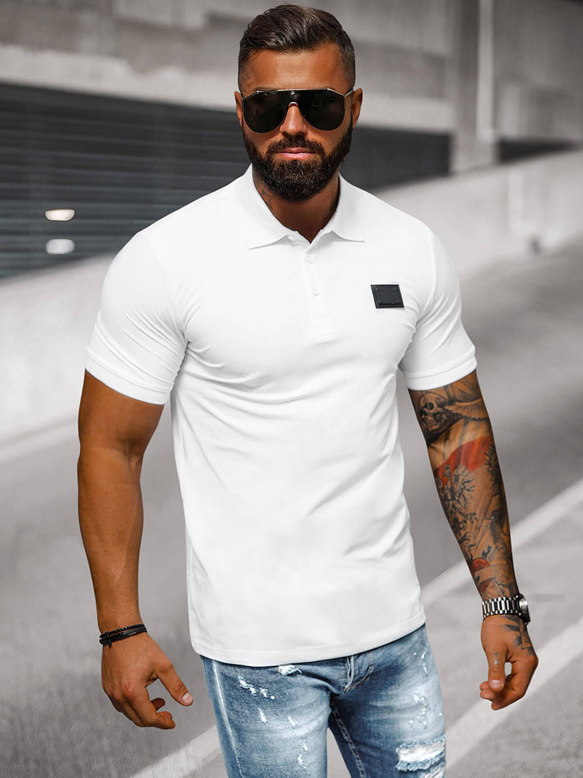 Ozonee Herren Poloshirt Weiß OZONEE NB/MT3018Z