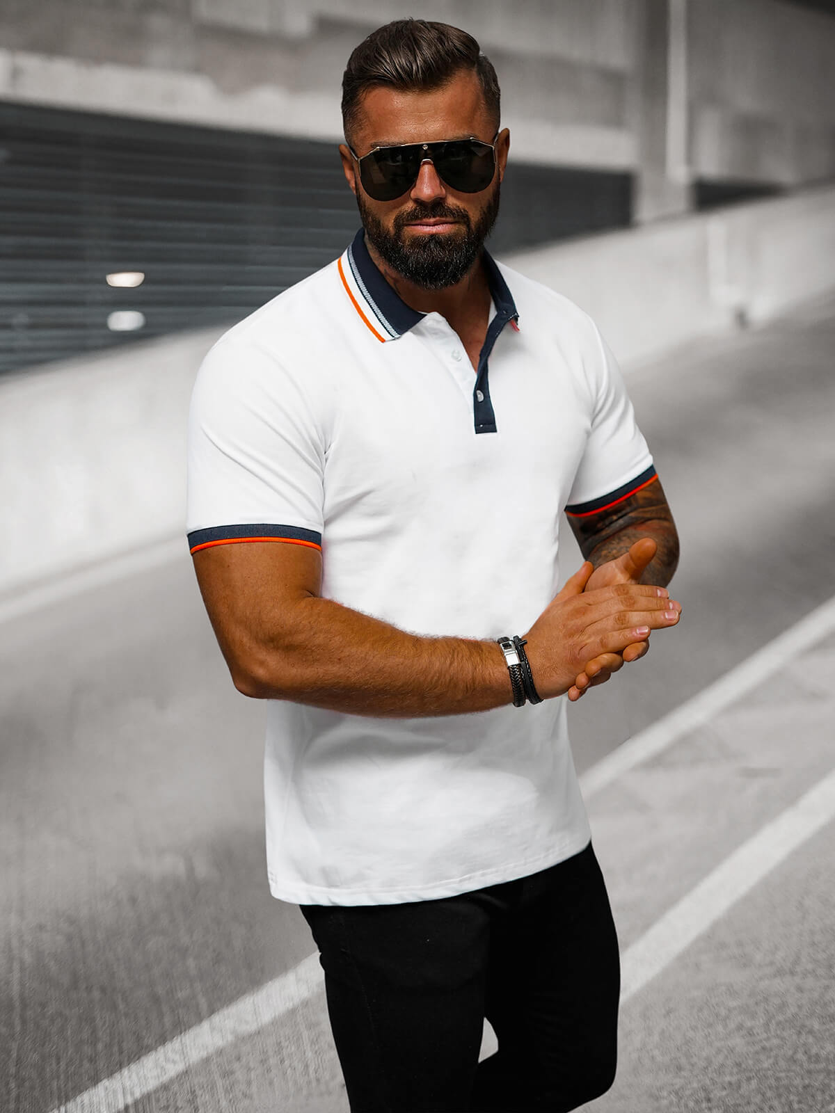 Ozonee Herren Poloshirt Weiß OZONEE O/DA719