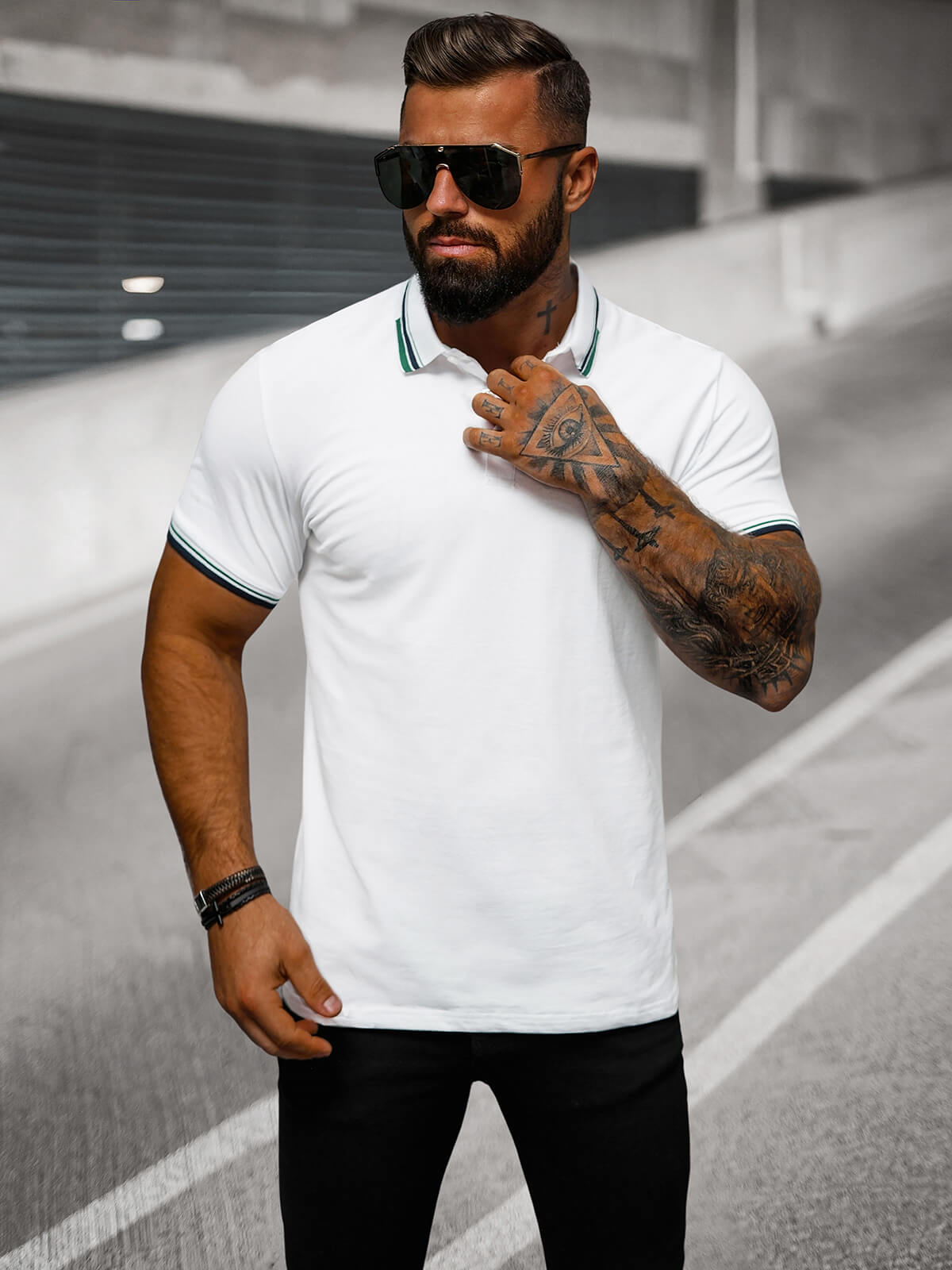 Ozonee Herren Poloshirt Weiß OZONEE O/DA736