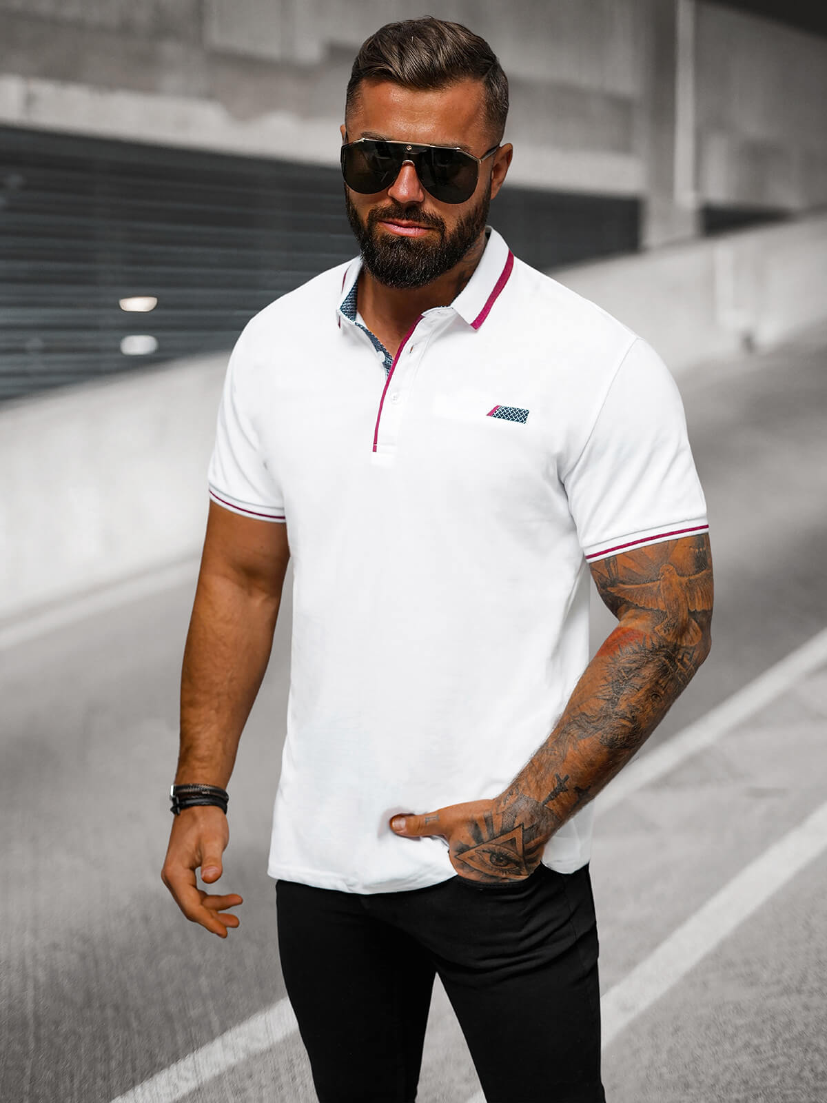 Ozonee Herren Poloshirt Weiß OZONEE O/DA758