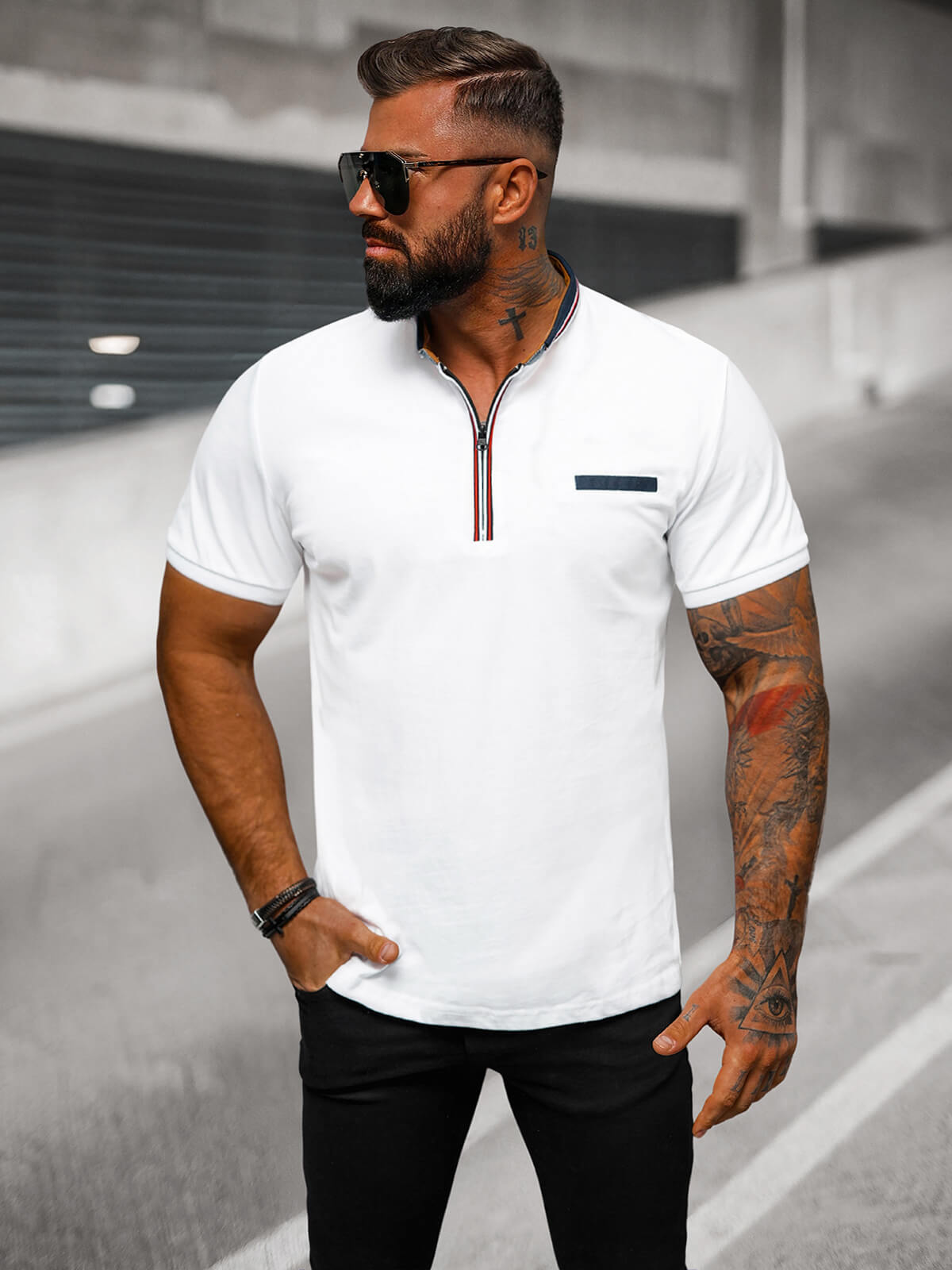 Ozonee Herren Poloshirt Weiß OZONEE O/DA829