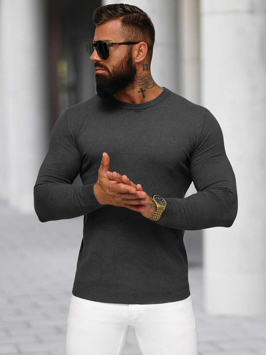 Ozonee Herren Pullover Anthrazit OZONEE NB/MMB602/3Z