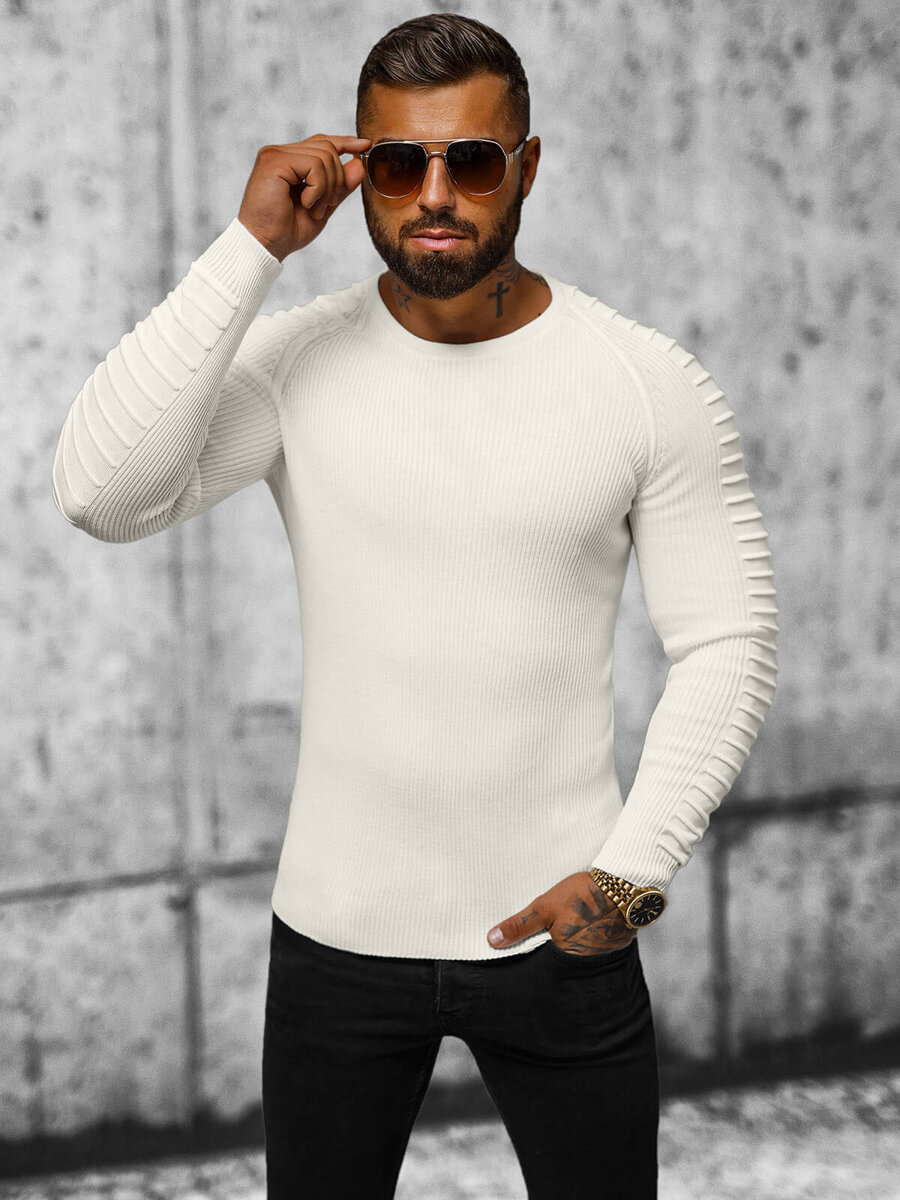 Ozonee Herren Pullover Ecru OZONEE L/2642Z