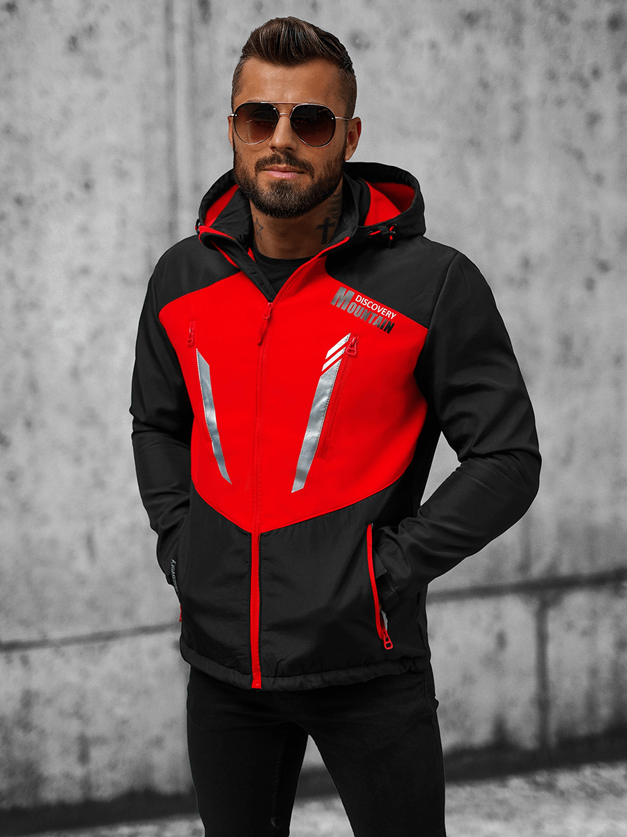 Ozonee Herren Softshell Jacke Schwarz-Rot OZONEE JS/HH022/1CZ